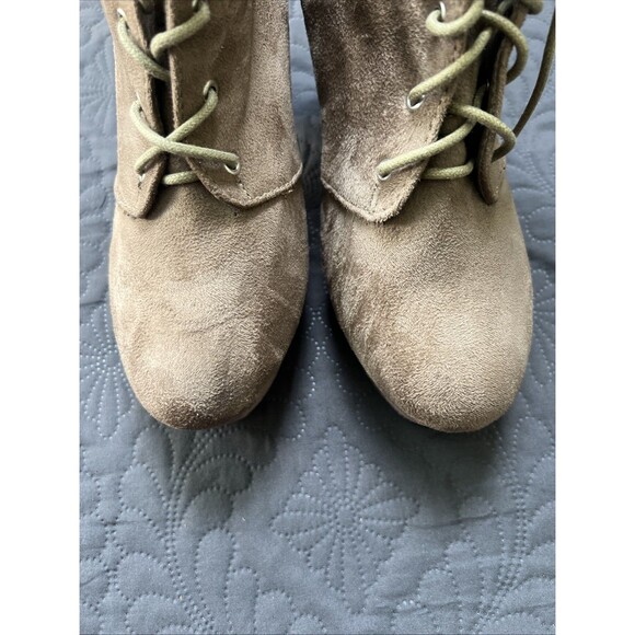 Forever Camille-86 Chunky Heel Platform Lace Up Ankle Booties Taupe SZ 8.5 NWOB - Picture 12 of 13
